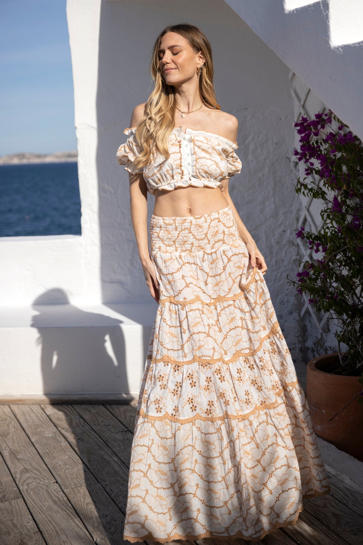 Palma Embroidered Maxi Skirt Camel – Sunday St Tropez