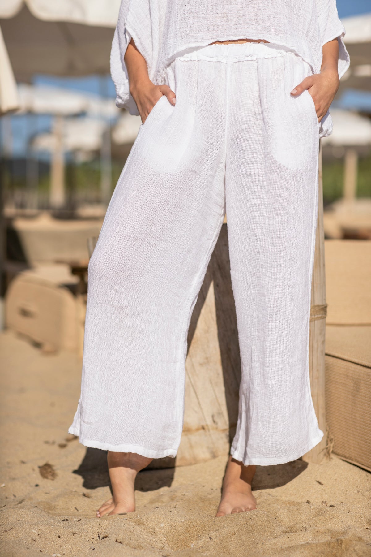 Amari Linen Pants White