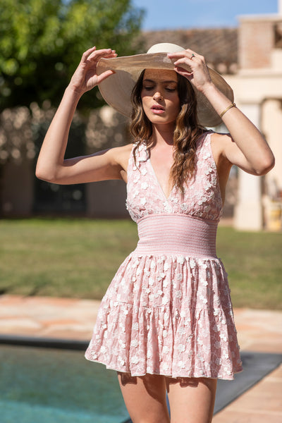 Lily Embroidered Dress Old Pink