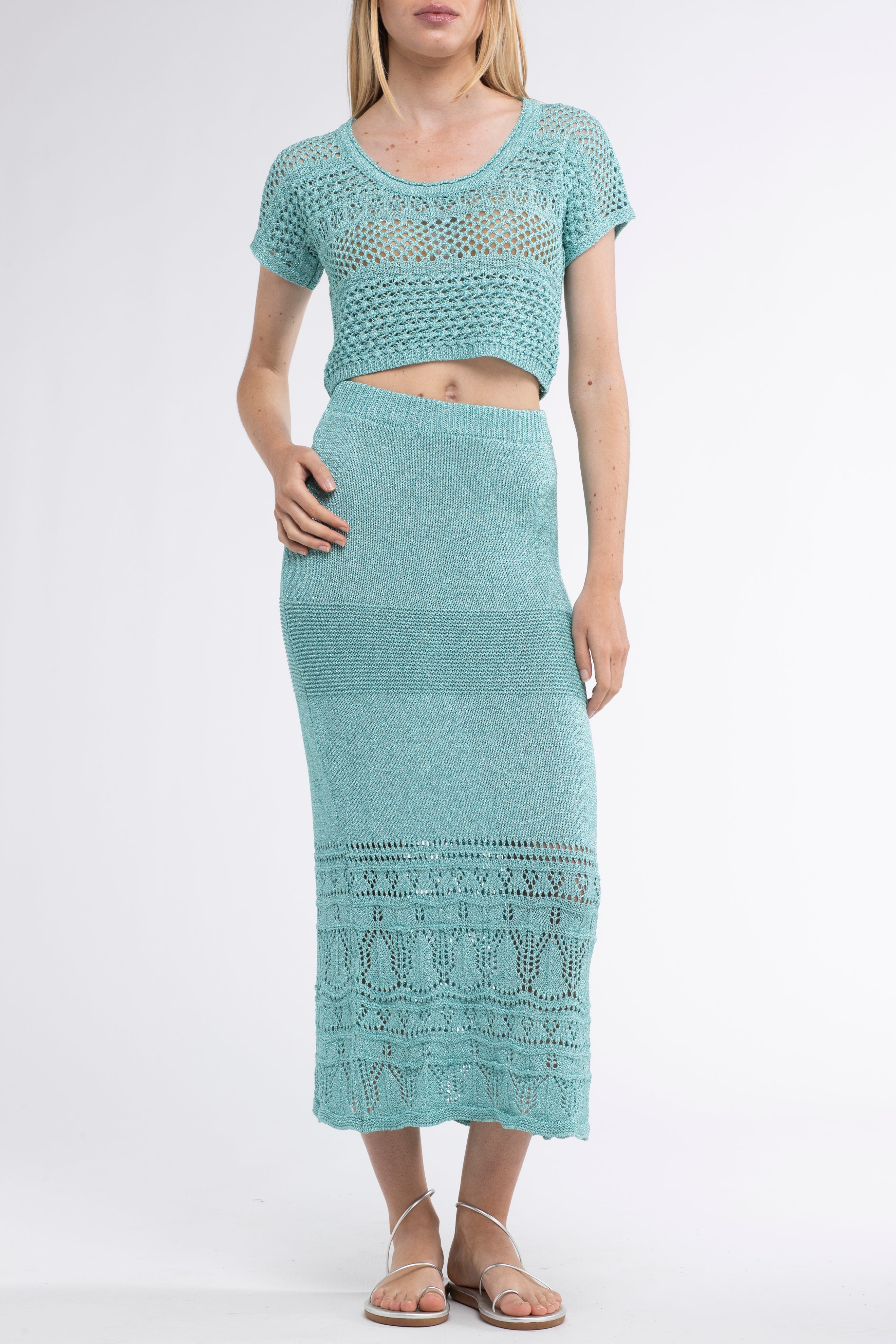Gioca Crochet Skirt Turquoise Gioca Crochet Skirt Turquoise