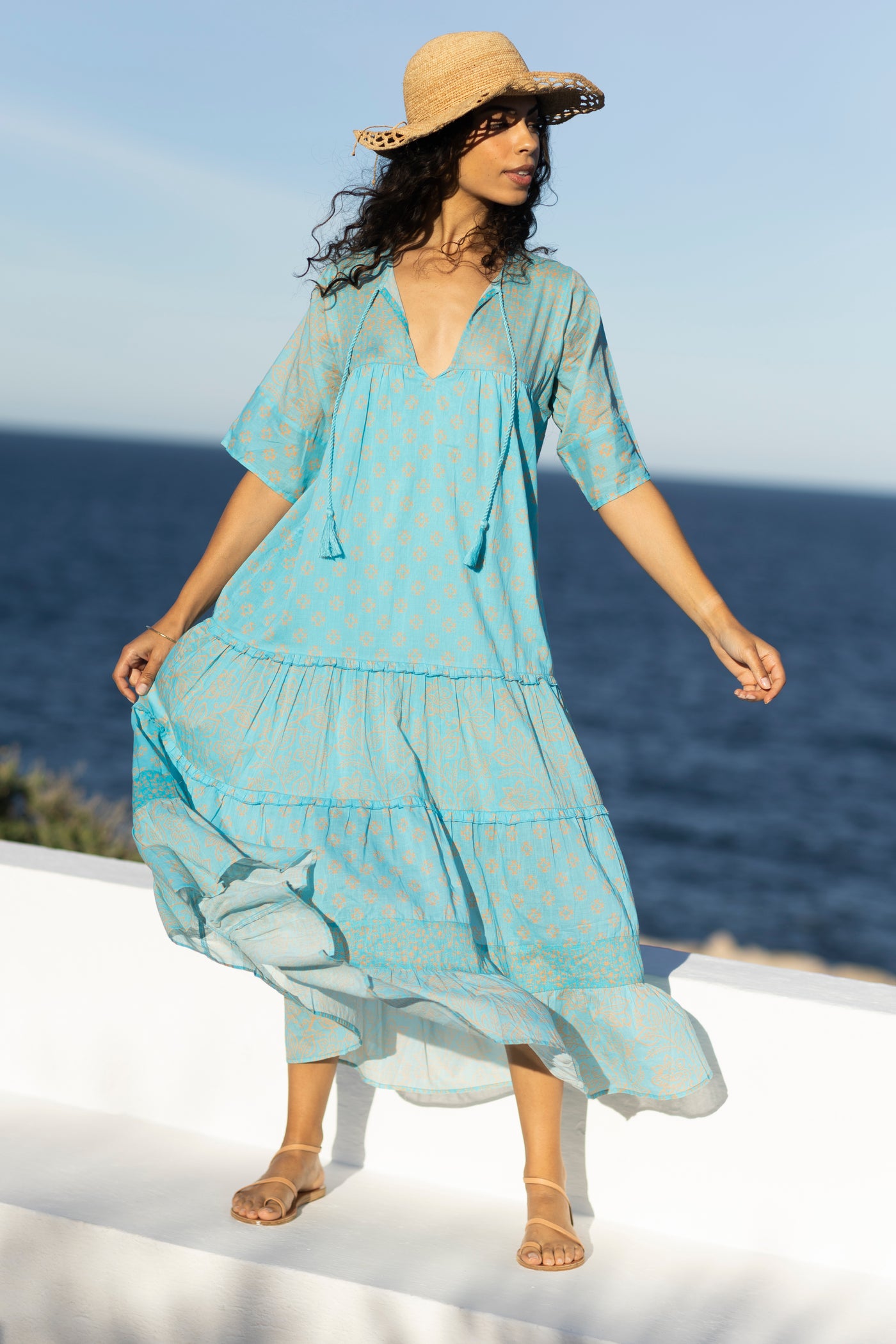 Vanilla Cotton Dress Turquoise Turquoise / S