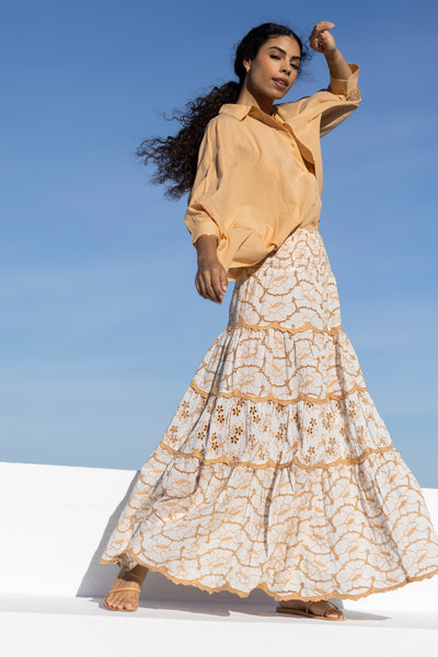 Palma Embroidered Maxi Skirt Camel