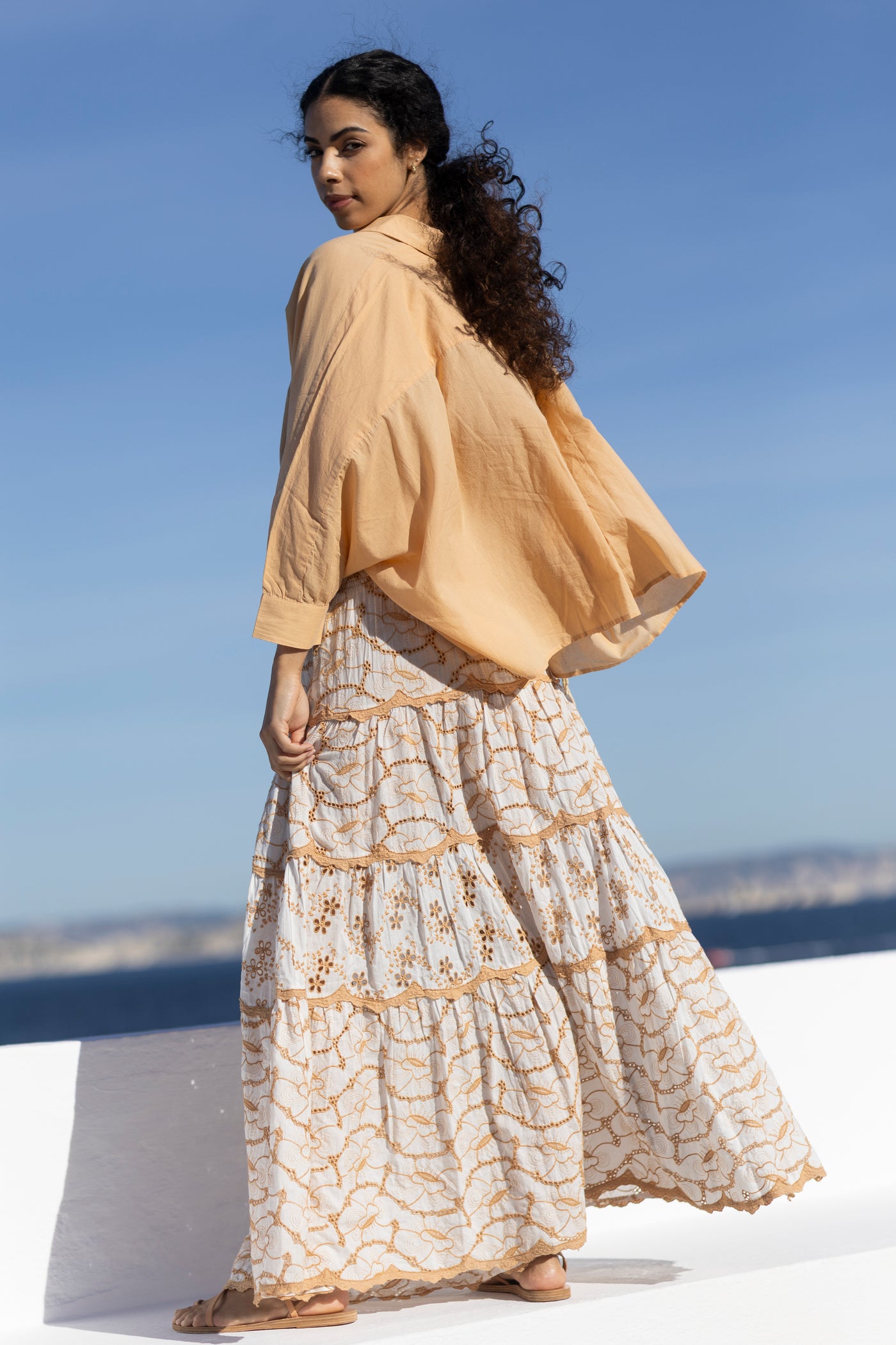 Palma Embroidered Maxi Skirt Camel