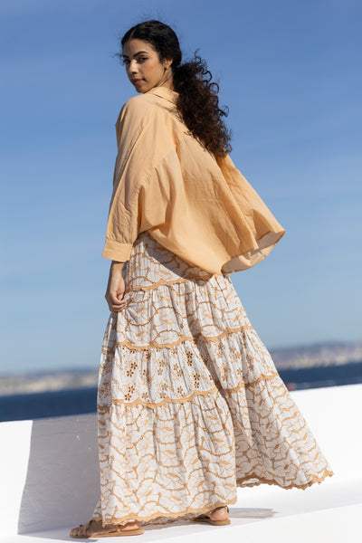 Palma Embroidered Maxi Skirt Camel