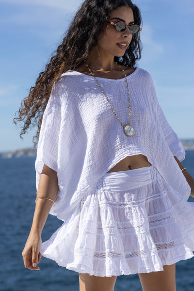 Coros Linen Top White