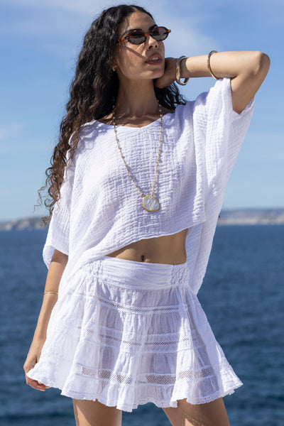 Coros Linen Top White