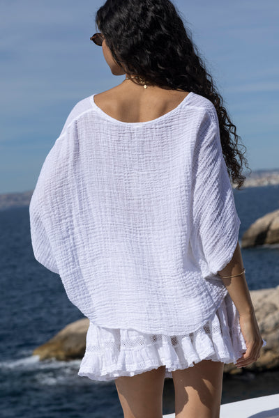 Top Coros Blanc en Lin