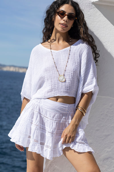 Clarisse Linen Skirt White