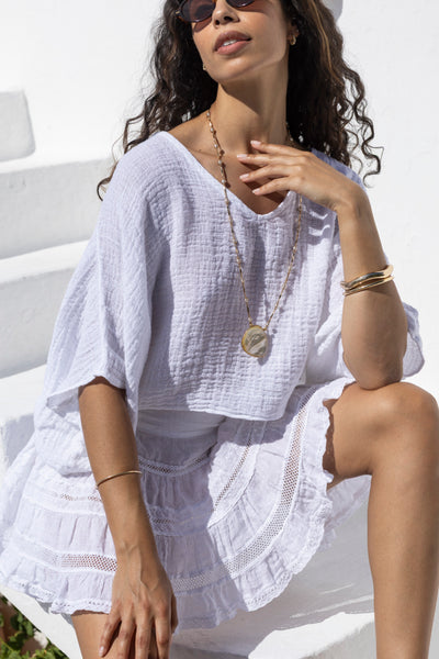 Clarisse Linen Skirt White