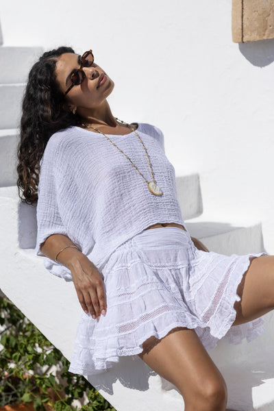 Coros Linen Top White