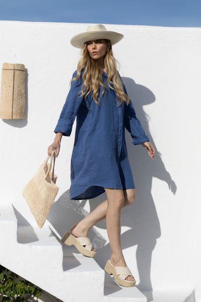 Robe en Lin Adela Bleu