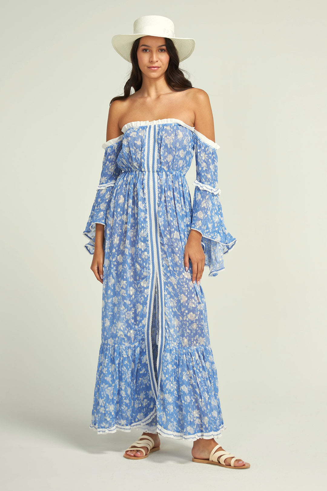 季節のおすすめ商品 apolina Nola Dress Folk Floral Blue Mist