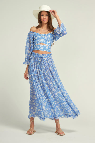 Andalousa Flower Skirt Blue