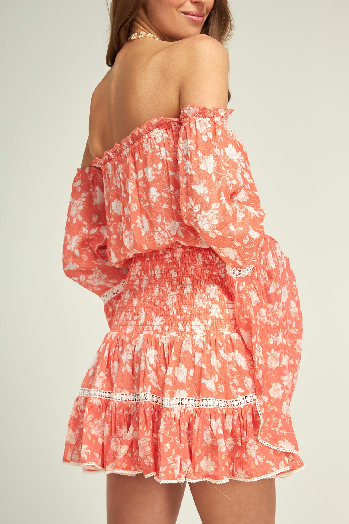 Cecilia Flower Dress Coral