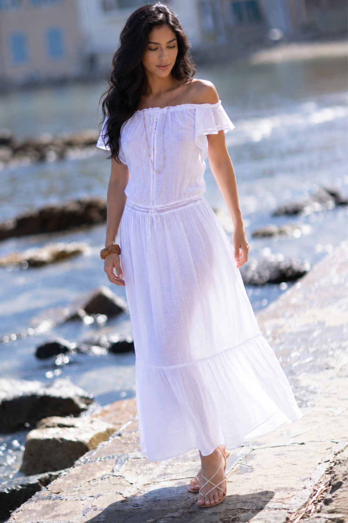 Astral Linen Dress White
