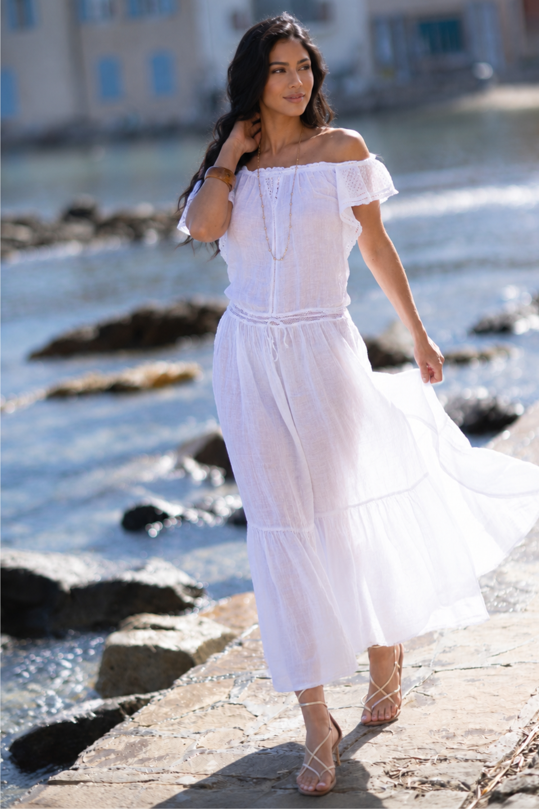 Astral Linen Dress White