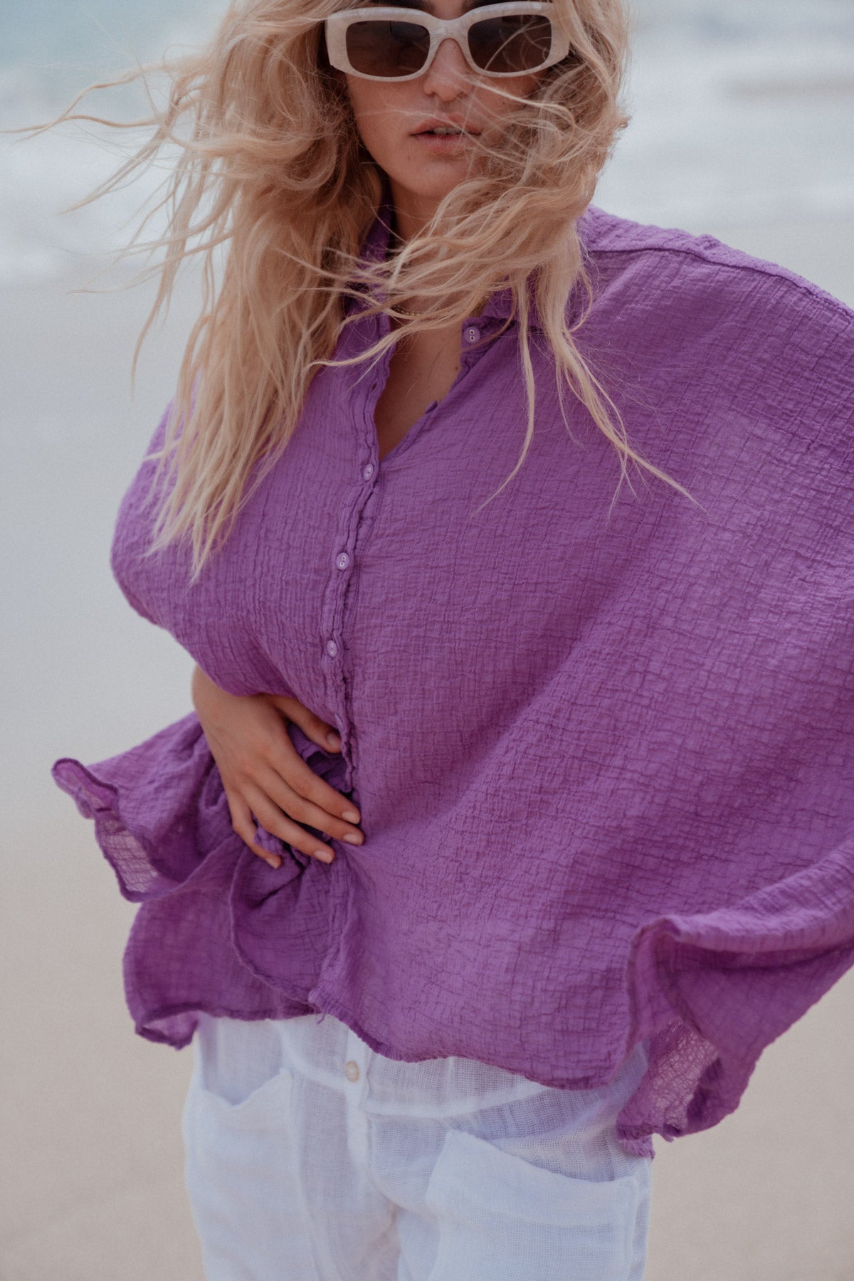 Julia Cotton Shirt Purple