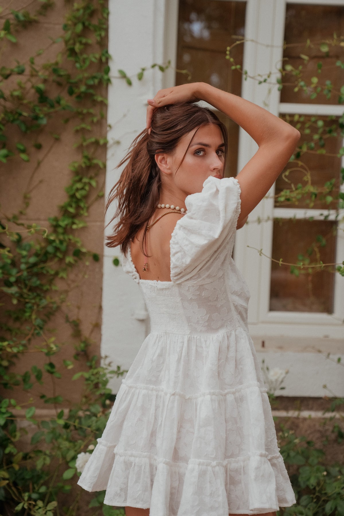 Iris Jacquard Dress White