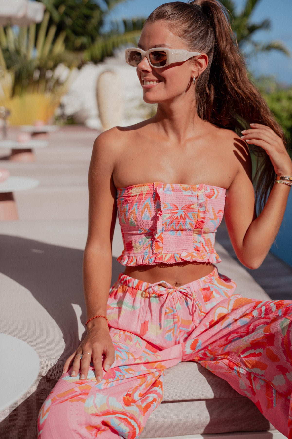 Jasmin Bandeau Top Tropical Pink