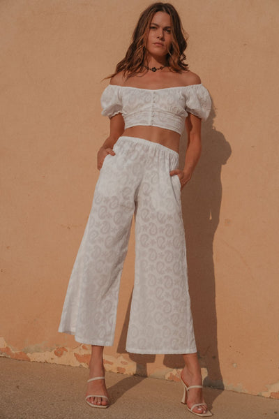 Yoki Jacquard Pants White