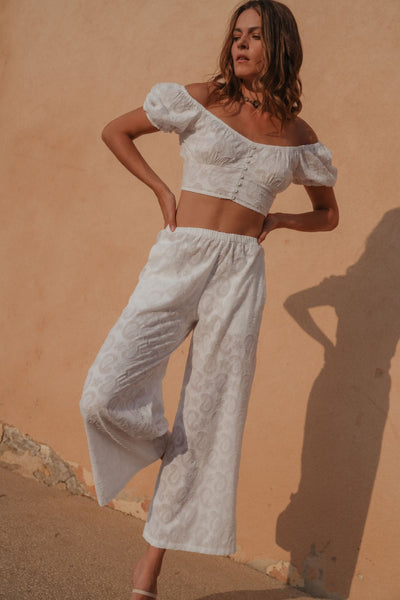 Yoki Jacquard Pants White