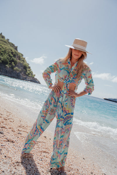 Pantalon Coton Amari Bleu Tropical