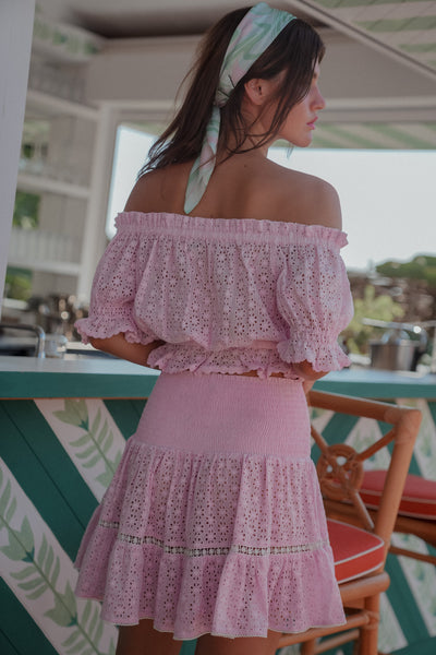 Ashley Flower Embroidered Top Pink