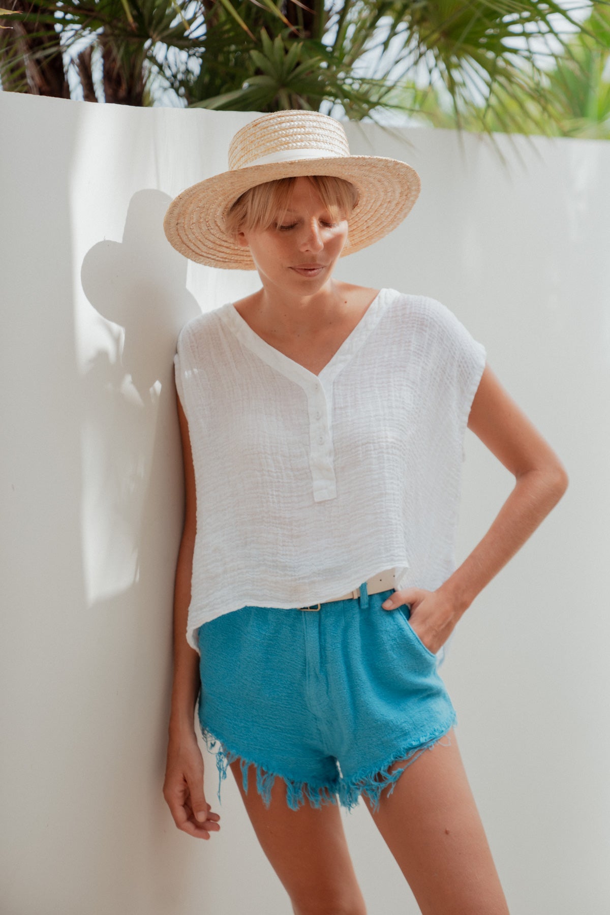 Madja Linen Top White