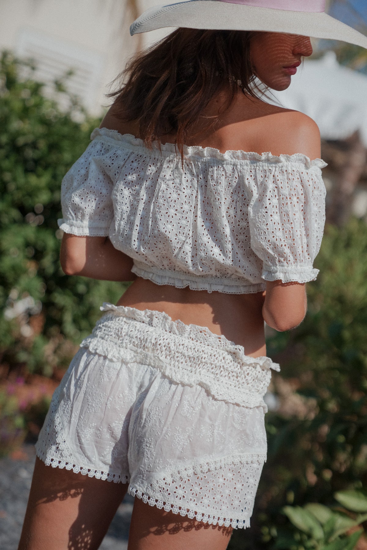 Cloe Flower Embroidered Top White