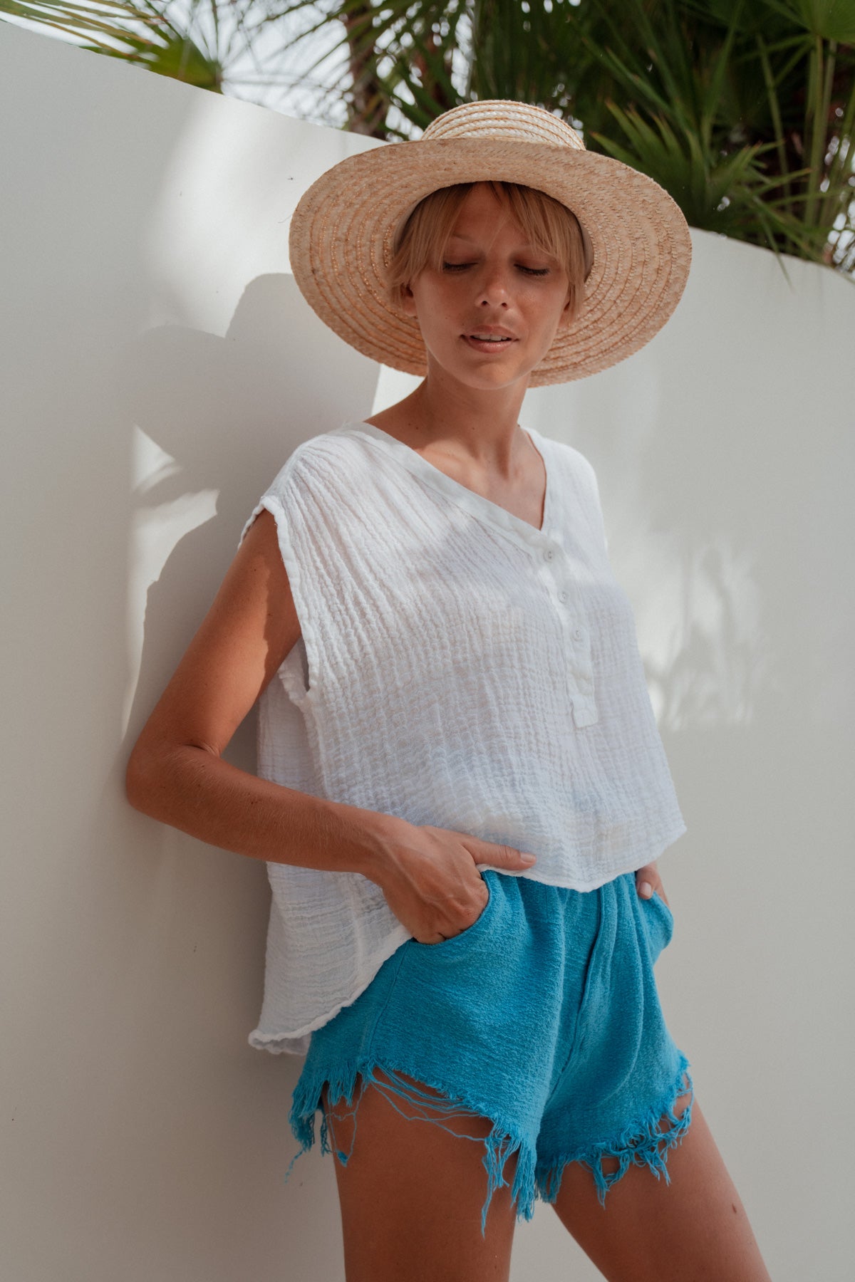 Madja Linen Top White