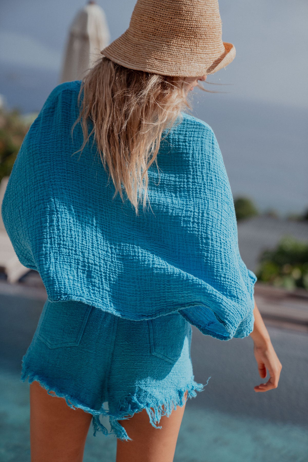 Babylon Linen Top Turquoise