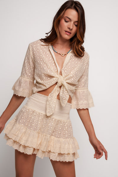Natalia Flower Embroidered Skirt Egg