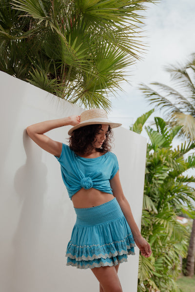 Birma Linen Top Turquoise