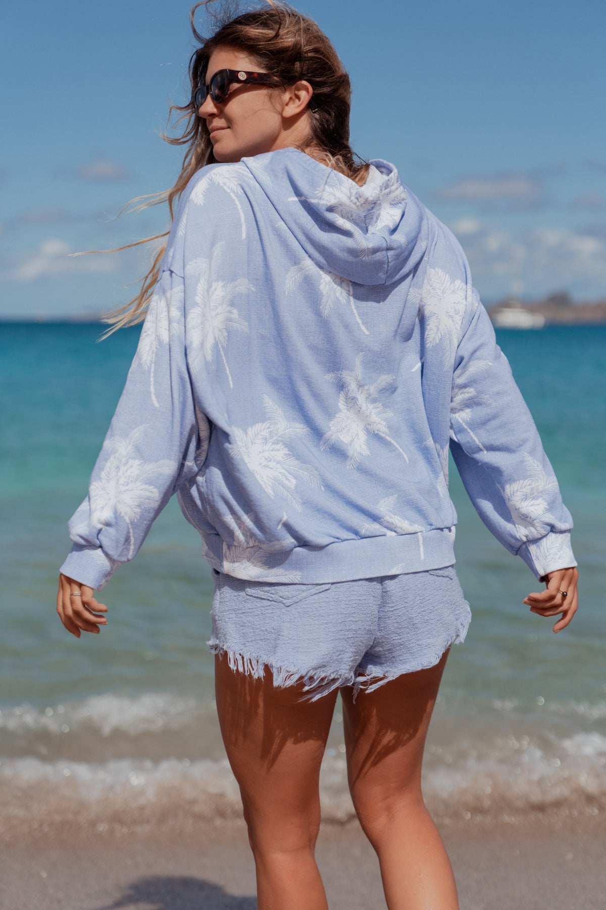 Manama Palm Tree Sweater Blue