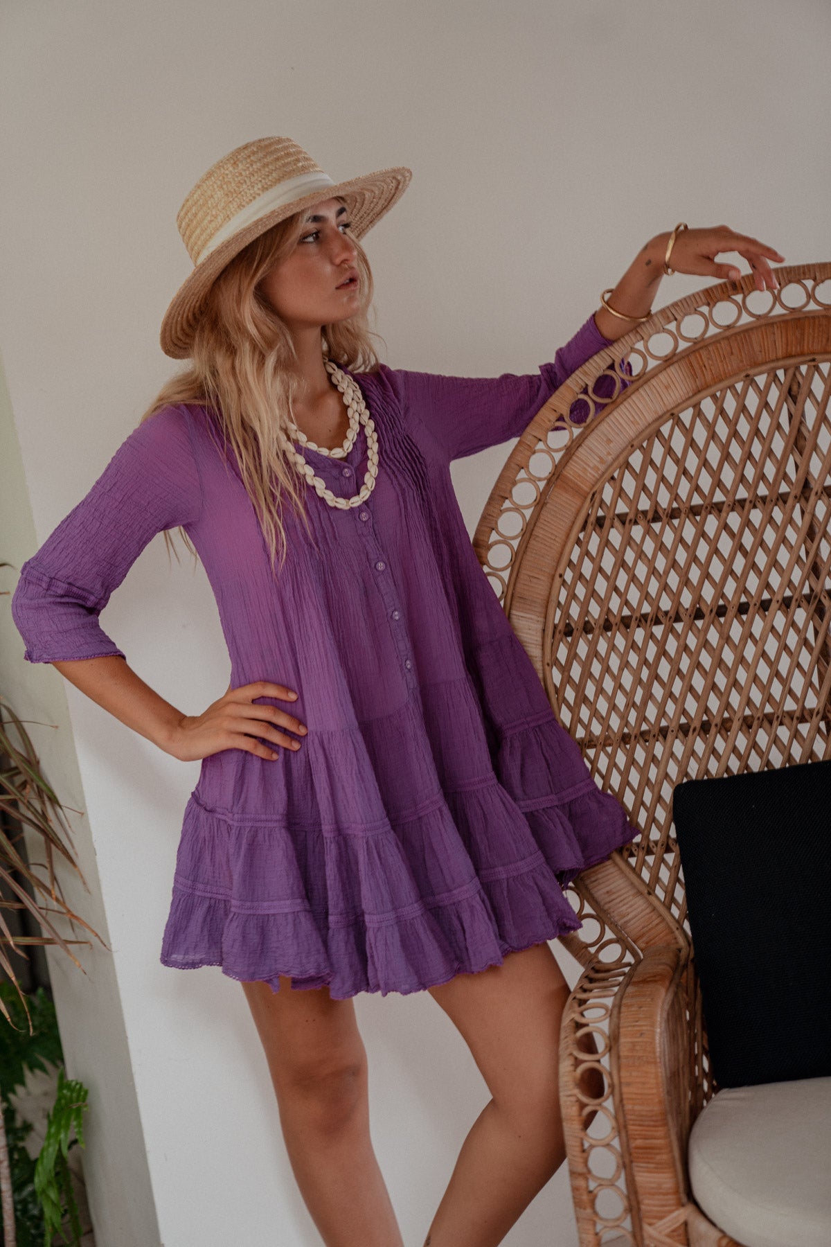 Robe En Coton Bella Ciao Violet