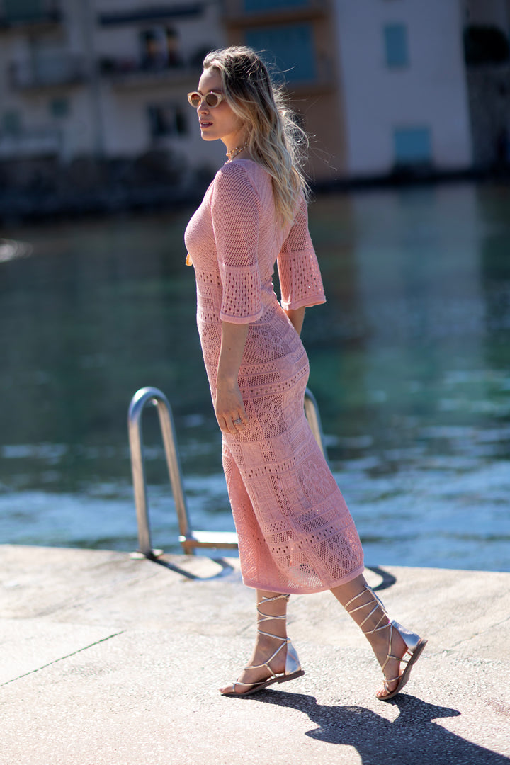 【三連休限定値下げ】 Ameri MEDI SHEER KNIT DRESS Merida Knit Dress Pink – Sunday St Tropez