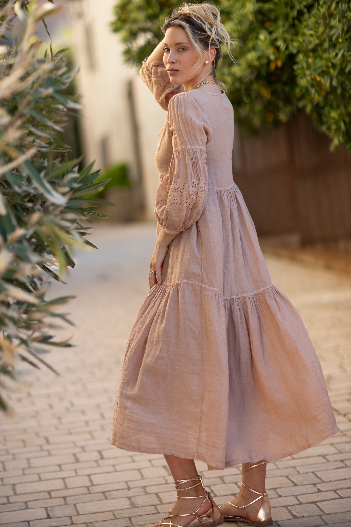 tan bohemian dress Boho Short Sleeve Dresse for Women Tiered Casual Flowy Long Maxi Dress Loose Fit Maxi Beach Sundress Beige at Amazon Women's Clothing store
