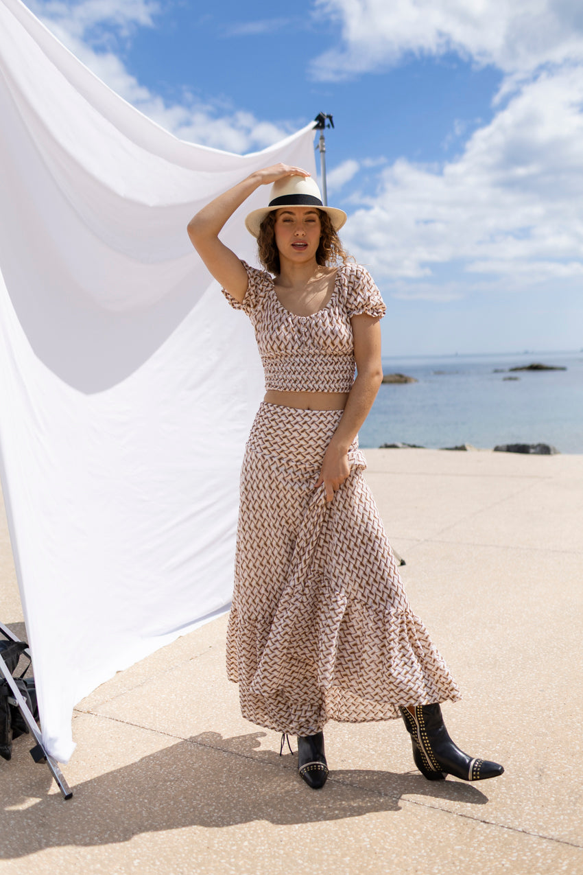 Zelda Lurex Skirt Beige – Sunday St Tropez