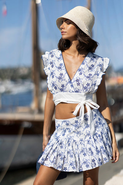 Rosa Embroidered Top Blue