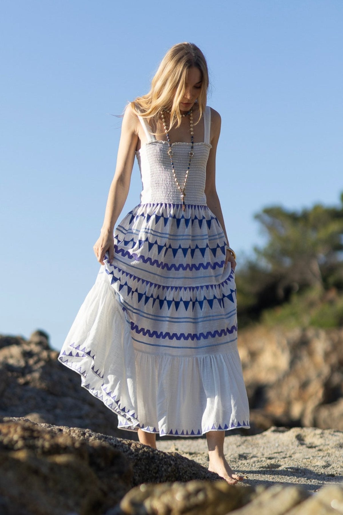 Marbella Embroidered Dress White