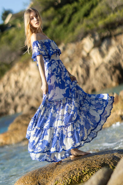 Georgia Flower Dress Blue