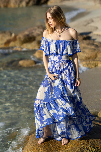 Georgia Flower Dress Blue