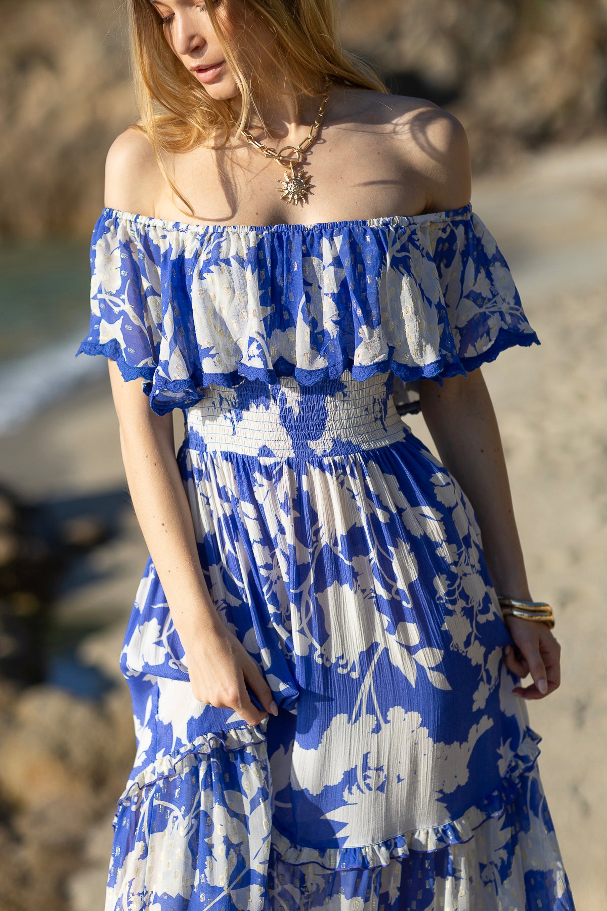 Georgia Flower Dress Blue