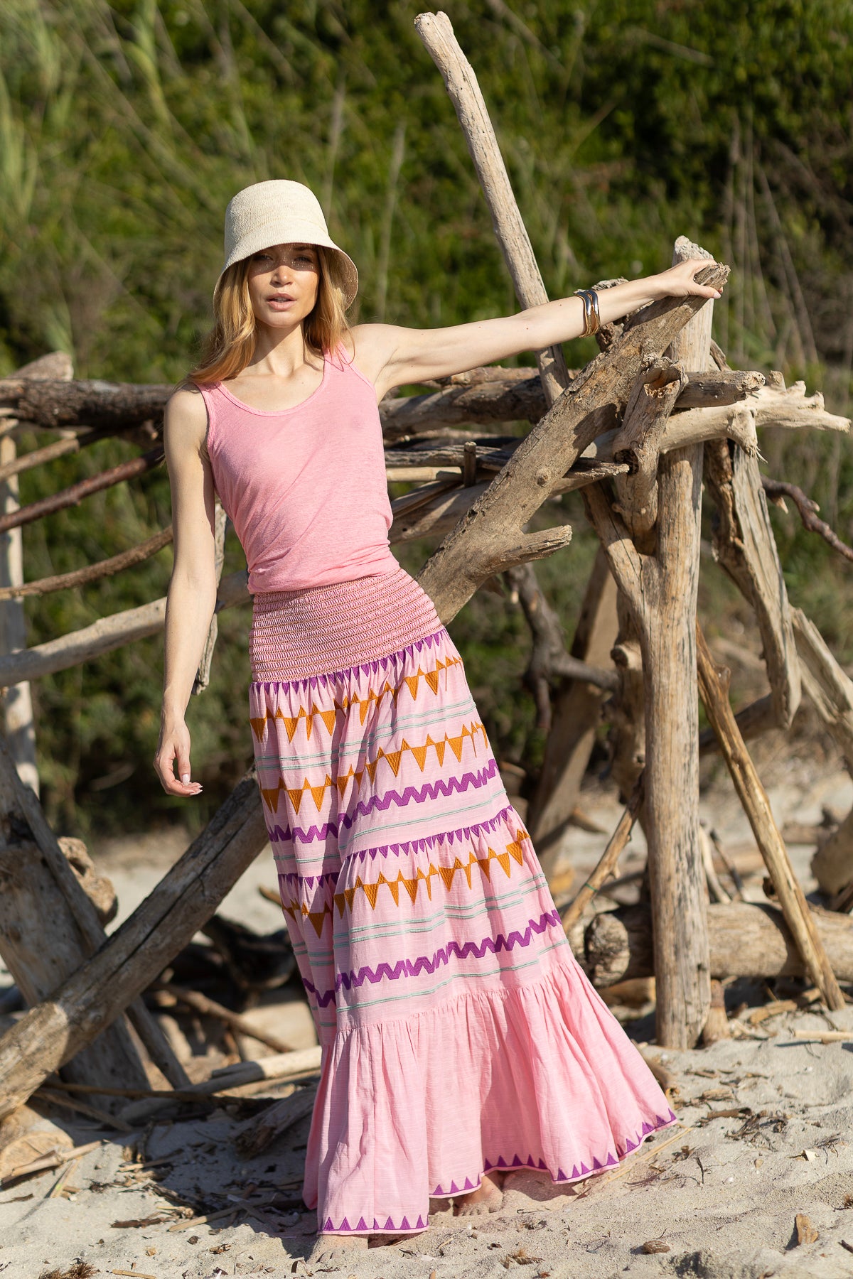 Antonella Embroidered Skirt Pink