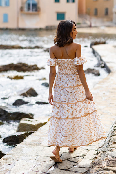 Lola Embroidered Dress Camel