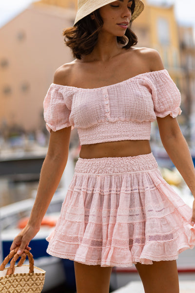 Clarisse Linen Skirt Prima Rosa
