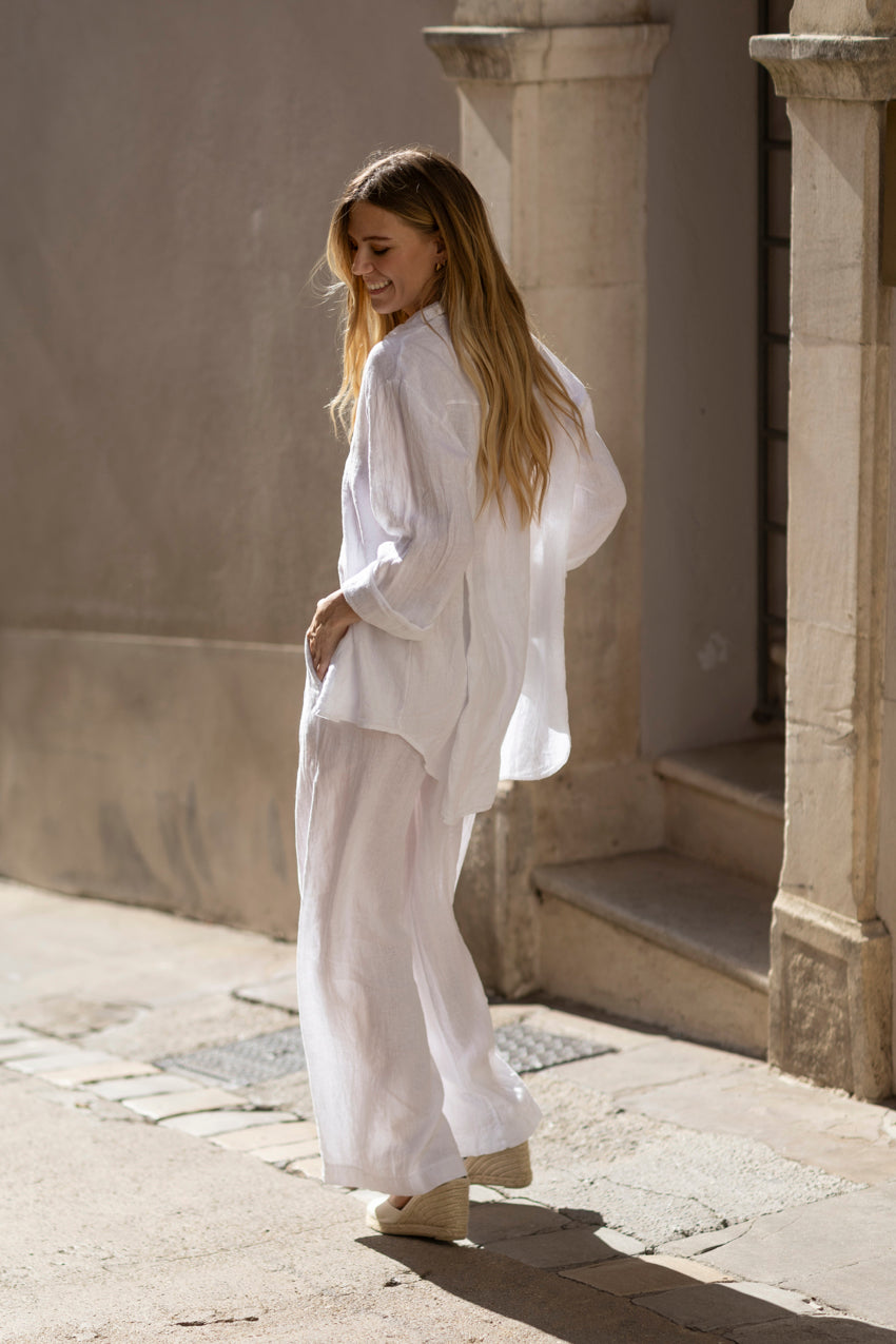 Flavia Linen Shirt White