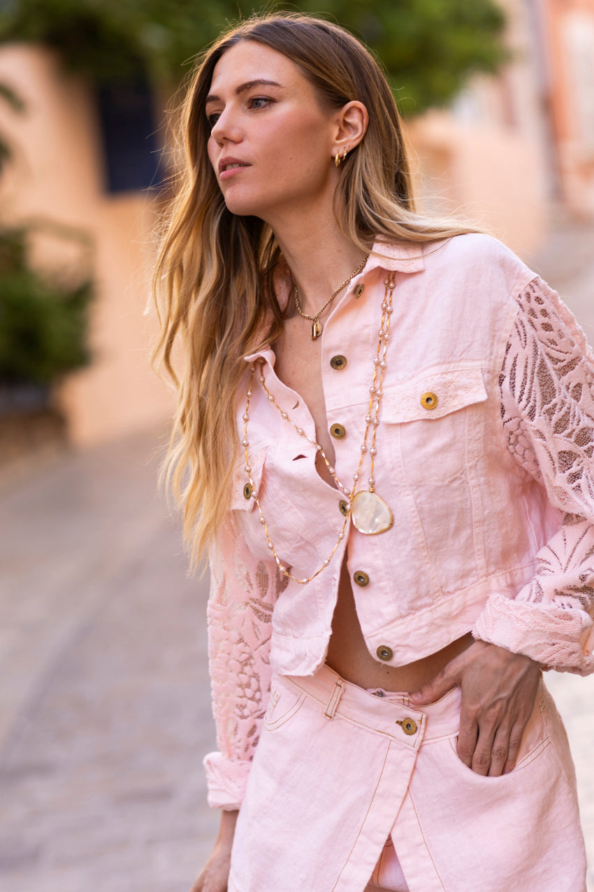 Elvis Linen Jacket Prima Rosa