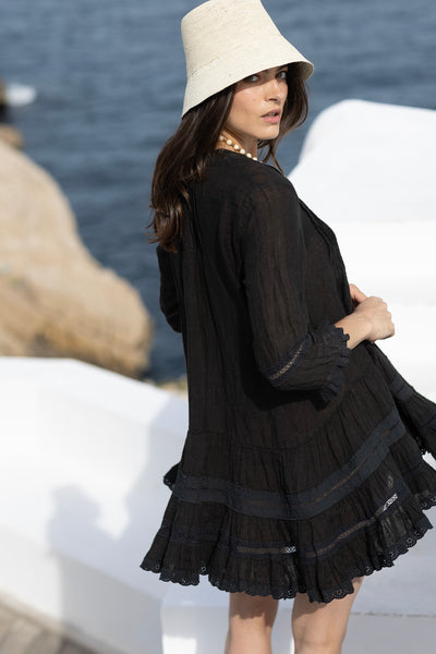 Bella Ciao Linen Dress Black