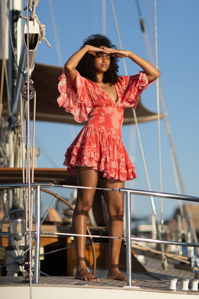 Jenina Flower Dress Red